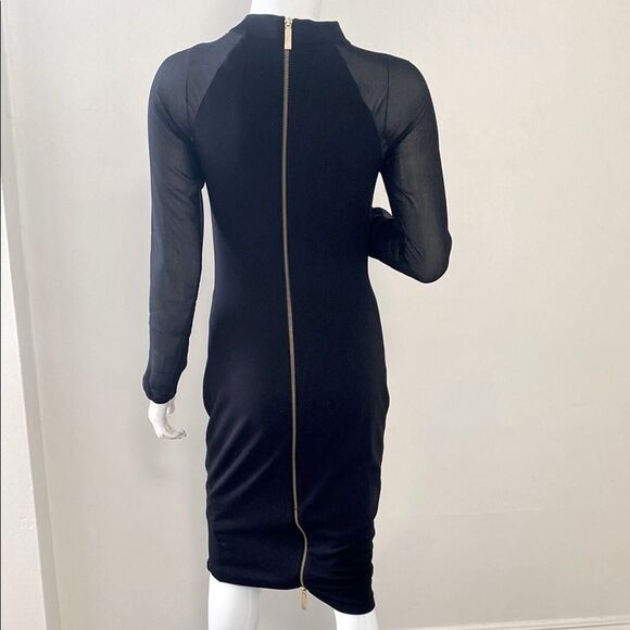 Ted Baker Wrenti Black Bodycon Long Sleeve Cocktail Dress w Exposed Back Zipper - Picture 5 of 13